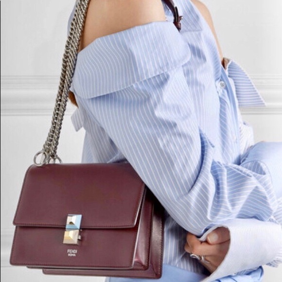 ❌SOLD❌  FENDI KAN SMALL BURGUNDY CALFSKIN MINI BAG - Picture 8 of 13